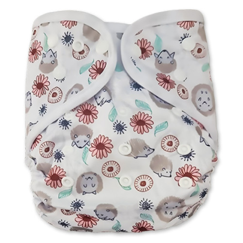 SE White Hedgehogs Floral PUL Cover
