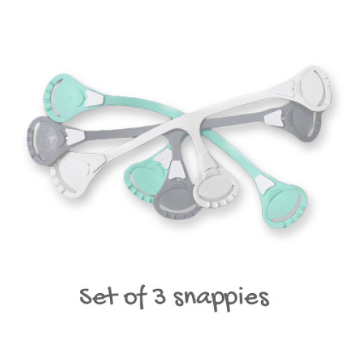 3 Pack Snappi: Aqua, White, Grey