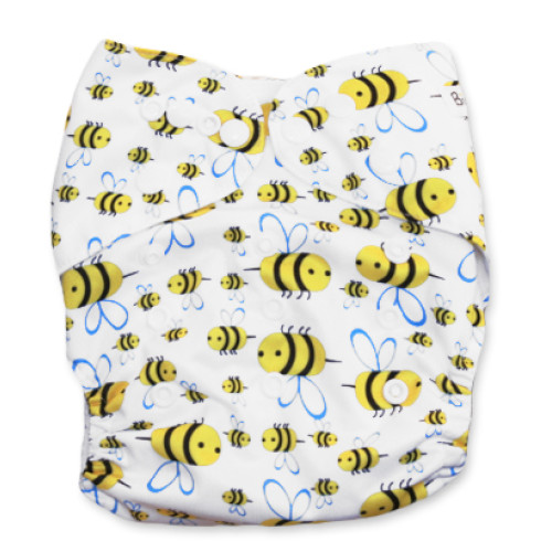 NbDG021 White with Bees Newborn DGusset Cover