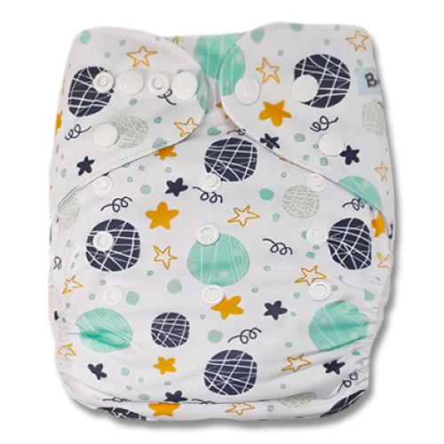 B361 Aqua Black Yellow Stars Pocket