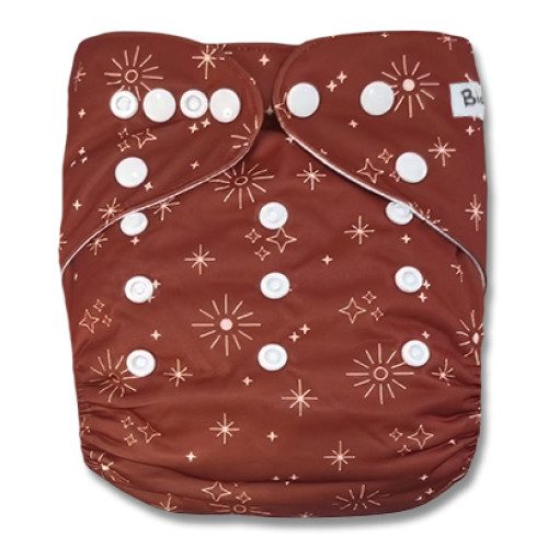 B381 Red Brown Sun Stars Pocket