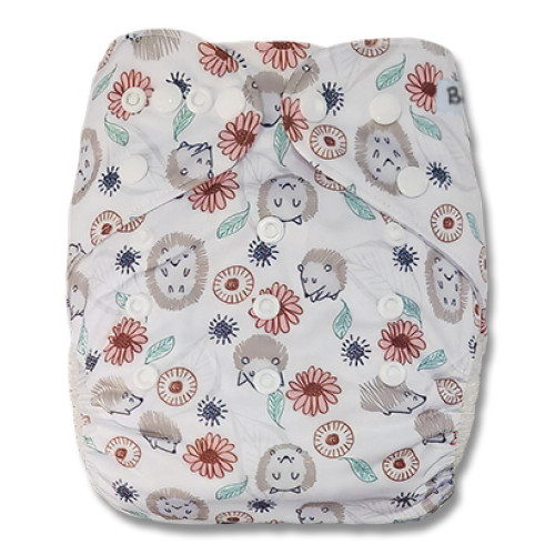 B364 White Hedgehogs Floral Pocket