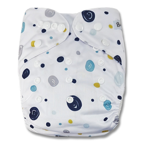 B362 White Navy Grey Circles Pocket