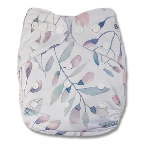 B363 White Watercolor Flower Buds Pocket
