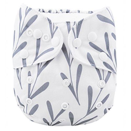 C006 White Grey Leaves Position Print