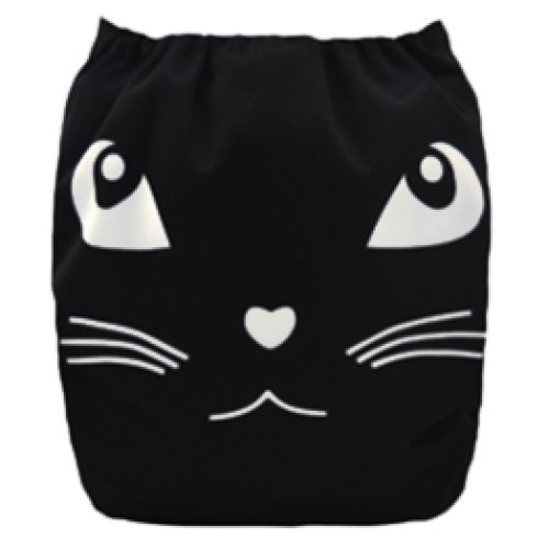 C049 Black Cat Face Position Print