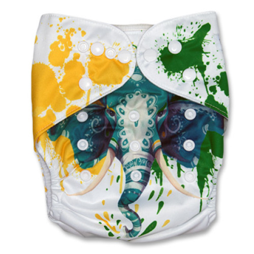 C089 Yellow Green Elephant Position  Print