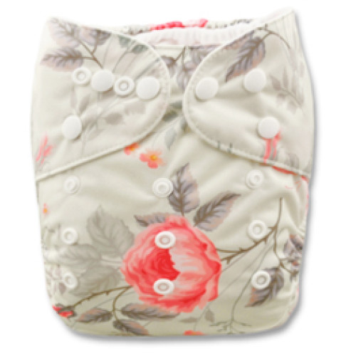 B034 Cream with Pink Flower & Butterflies