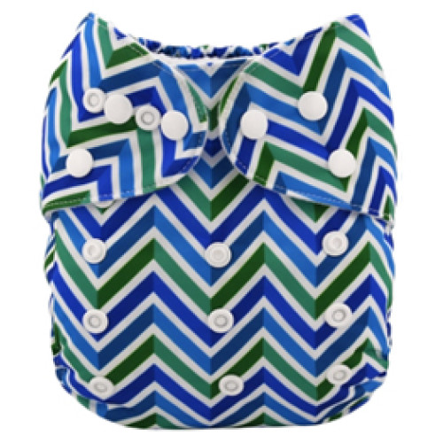 B063 Blue & Green Chevron
