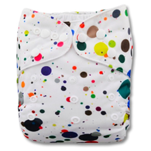 B128 White with Multicolor Paint Drops