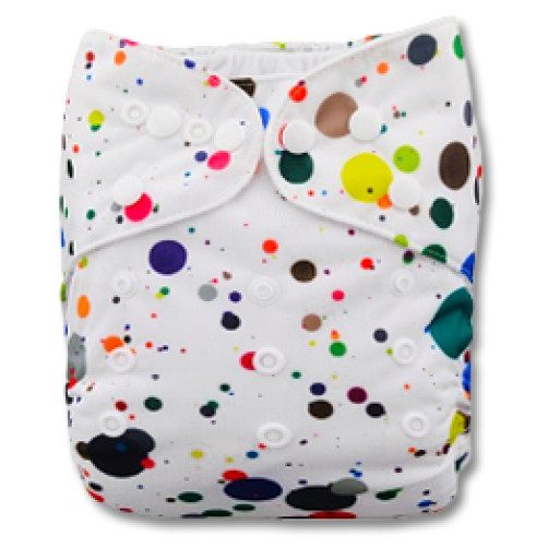 B128 White with Multicolor Paint Drops