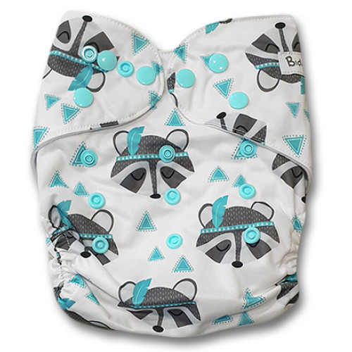 B138 Aqua Grey Raccoons