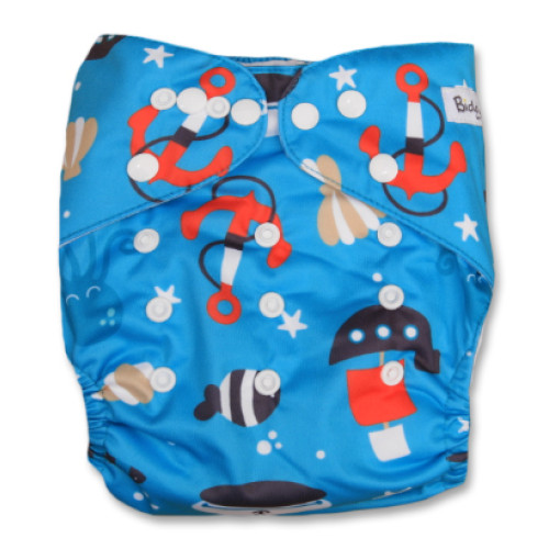 B162 Blue with Red Anchors & Boats