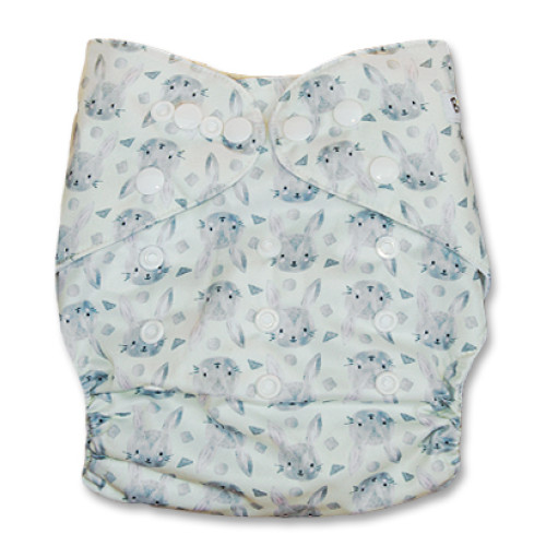 B151 Cream Grey Bunnies Pink Ears