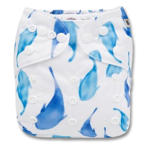 B181 White Blue Watercolor Koi