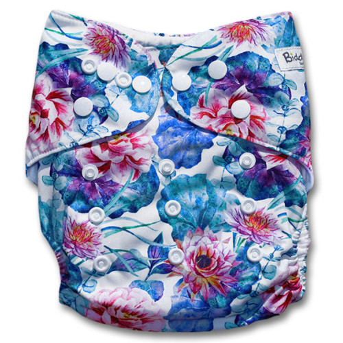B193 Blue Turquoise Red Floral Print Pocket