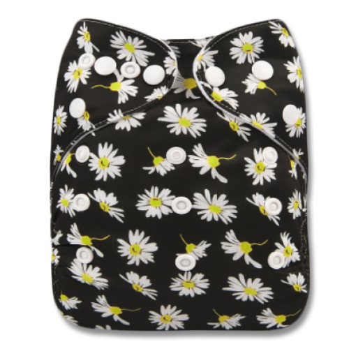 B286 Black Small White Daisies Pocket