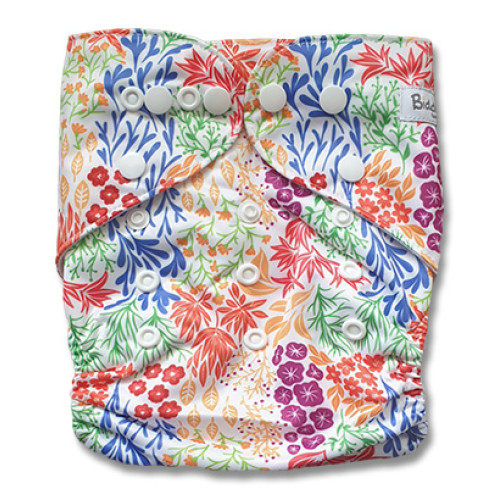 B278 Blue Orange Red Floral Pocket