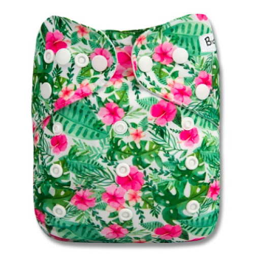 B270 Green Leaves Pink Flowers Pocket