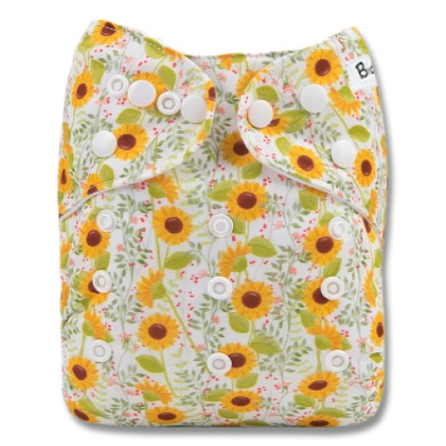 B299 Green Yellow Small Sunflowers Pocket