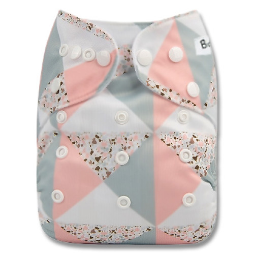 B298 Pink Grey Triangles Pocket