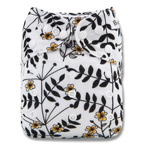 B292 Black Twigs Yellow Flower Pocket