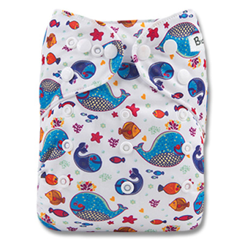 B248 Blue Whales Small Orange Fish Pocket