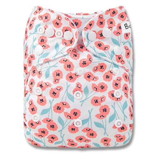 B241 Pink Pansies Aqua Leaves Pocket