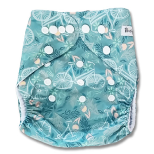 B337 Aqua Bicycle Flowers Pocket