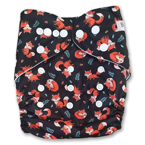 B358 Black Orange Foxes Pocket