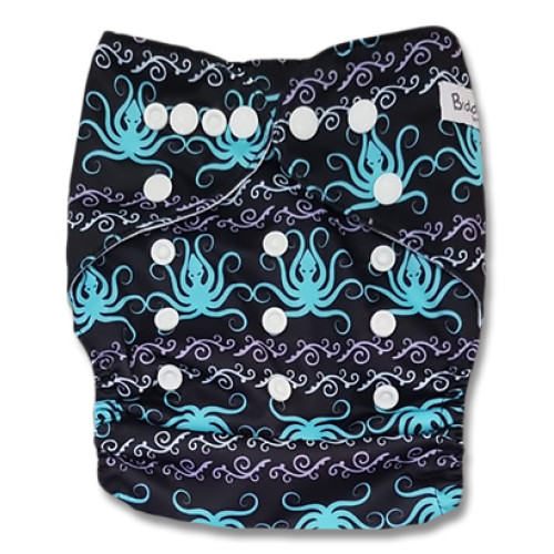 B339 Dark with Blue Octopus Pocket