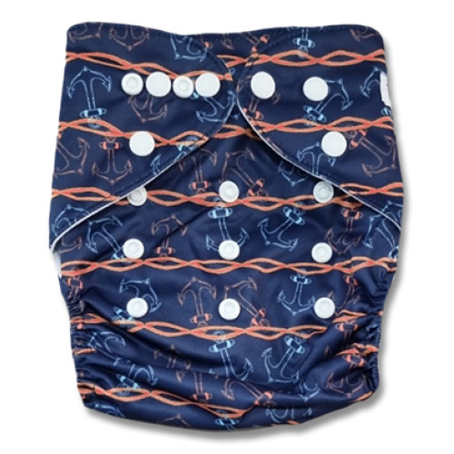 B342 Navy Orange Rope Blue Anchors Pocket