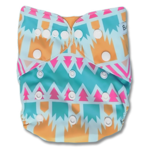 B343 Orange Pink Aqua Pattern Pocket
