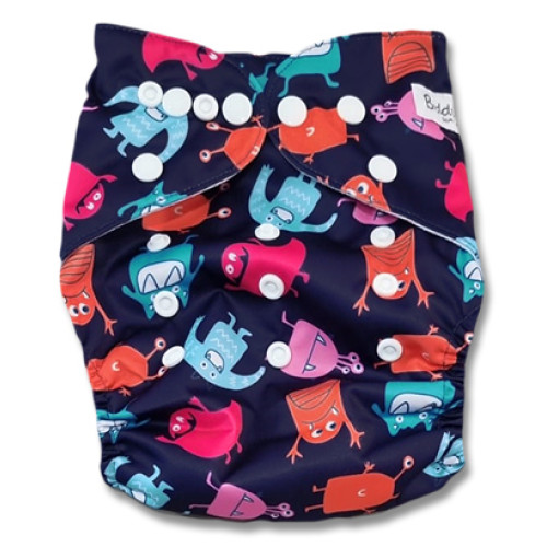 B344 Orange Red Pink Blue Monsters Pocket