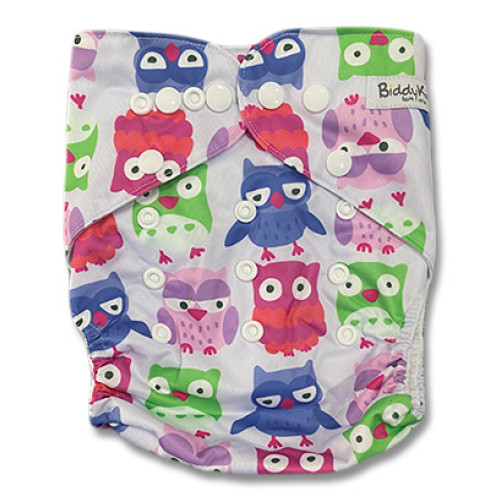 B334 Blue Green Pink Owls Pocket