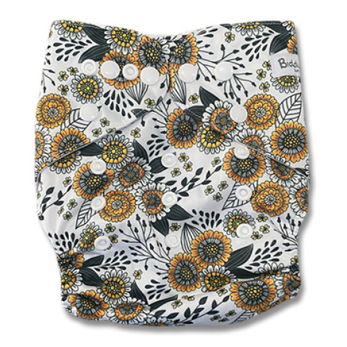 B318 Large Orange Black Floral Pocket