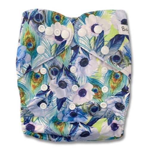 B313 Peacock Feathers & Flowers Pocket