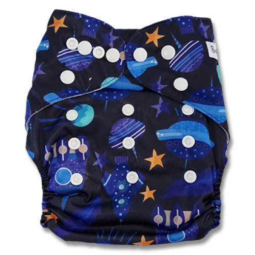 B079 Black Blue Spaceships & Stars Pocket