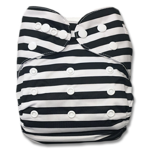 B207 Black White Stripe Pocket