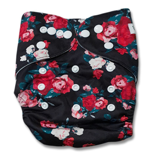 B228 Dark with Red Pink Roses Pocket