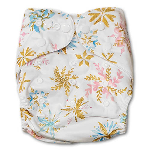 B202 Gold Pink Blue Snowflakes Pocket