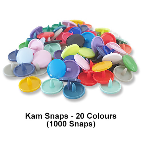 Mixed T5 Kam Snaps - 1000 pack - 20 colours