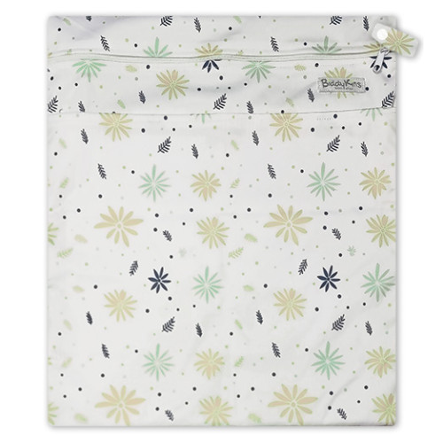 W059 Aqua Beige Daisies Wet Bag