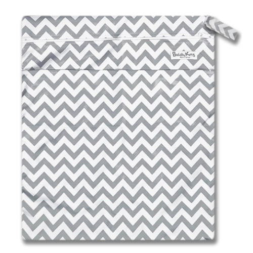 W003 Grey Chevron Smooth Wet Bag