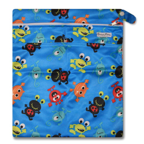 W008 Blue Monsters Smooth Wet Bag