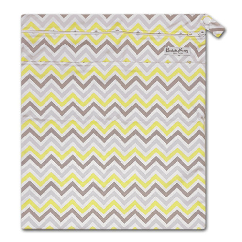 W031 Grey Yellow Chevron Smooth Wet Bag