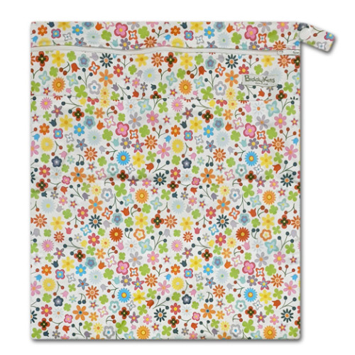 W037 White Multicolor Daisies Wet Bag