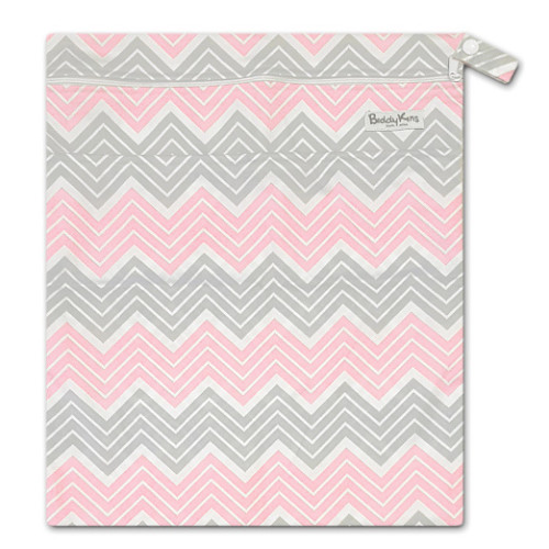 W038 Pink Grey Chevron Wet Bag