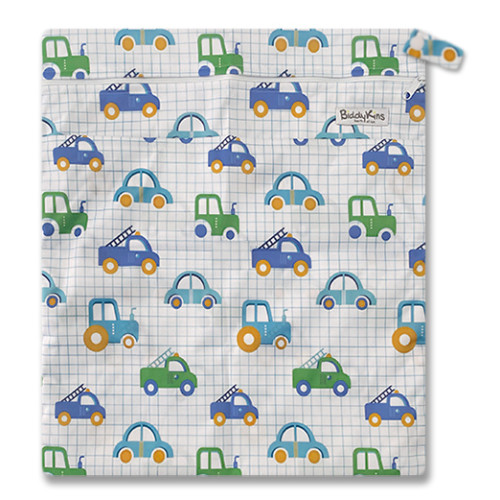 W043 Grid Blue Green Cars Trucks Wet Bag