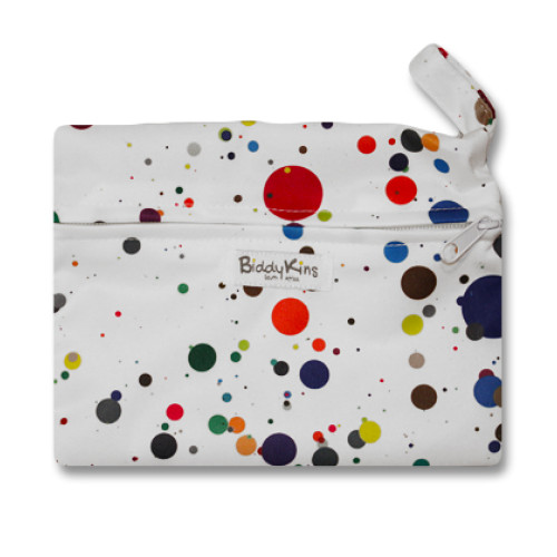 WS018 White with Paint Drops Small Wet Bag